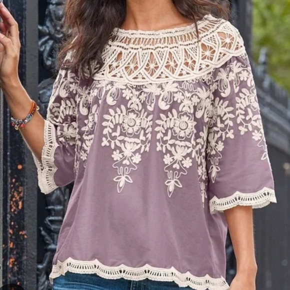 Sundance Tops - Sundance Holland Lace Cutout